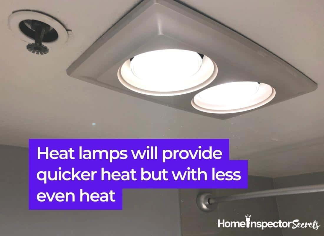 heat lamp installed in a bathroom ceiling