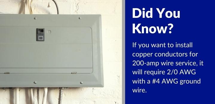 what size wire for 200 amp panel