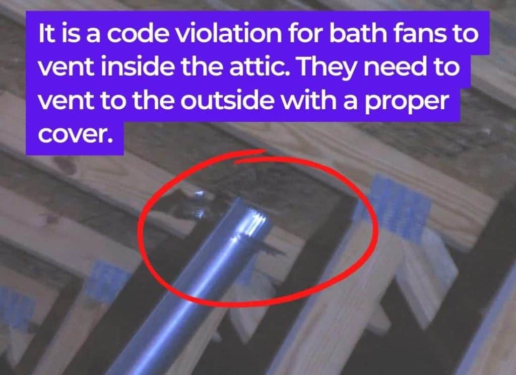 bathroom fan venting into attic is prohibited