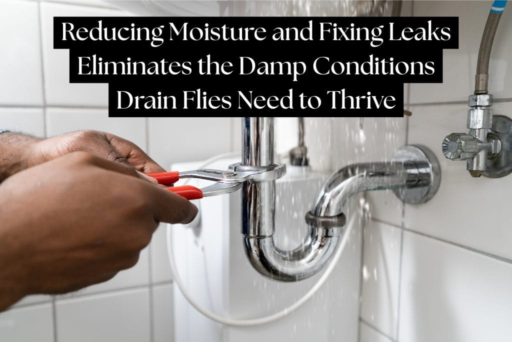 fixing leaks and moisture control for drain flies